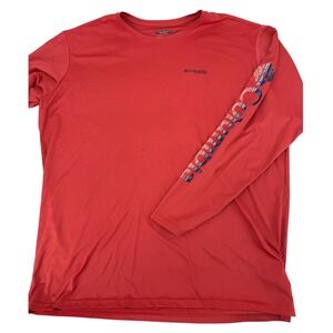 Columbia PFG Long Sleeve Sun Protection Shirt Men's XXL 2TG Red Omni-Shade Read